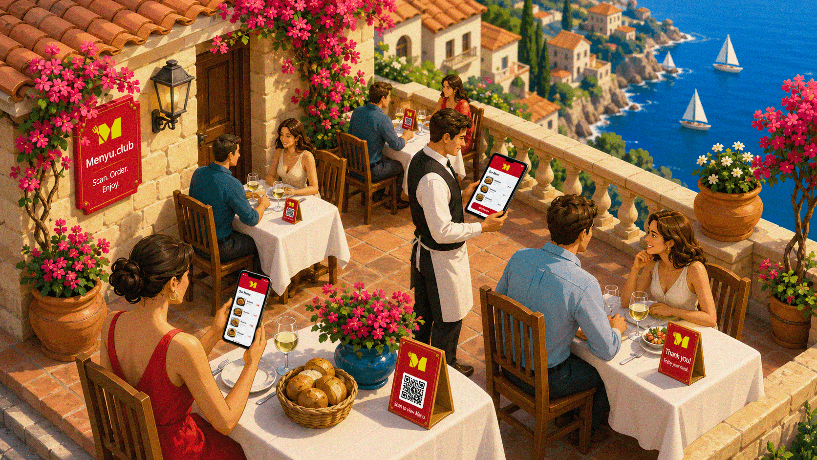 Terrasse de restaurant utilisant Menyu
