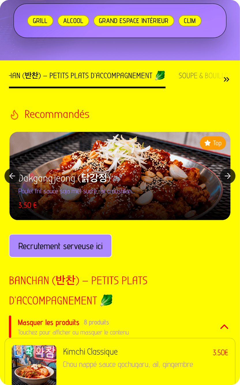 Menu personnalisé après Menyu