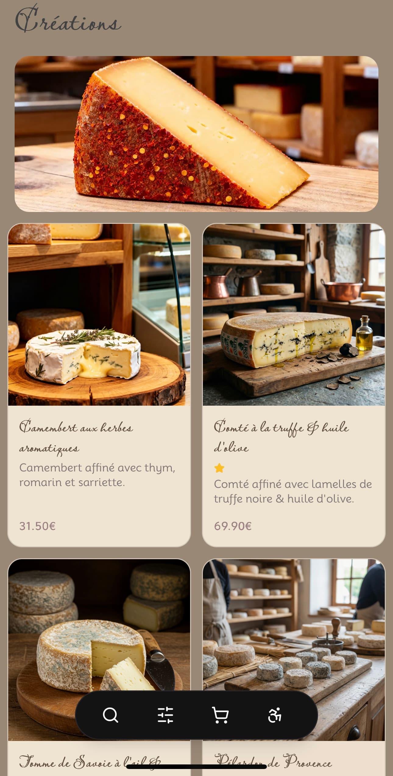 Template Menyu Madame Hélène - Fromagerie Fine