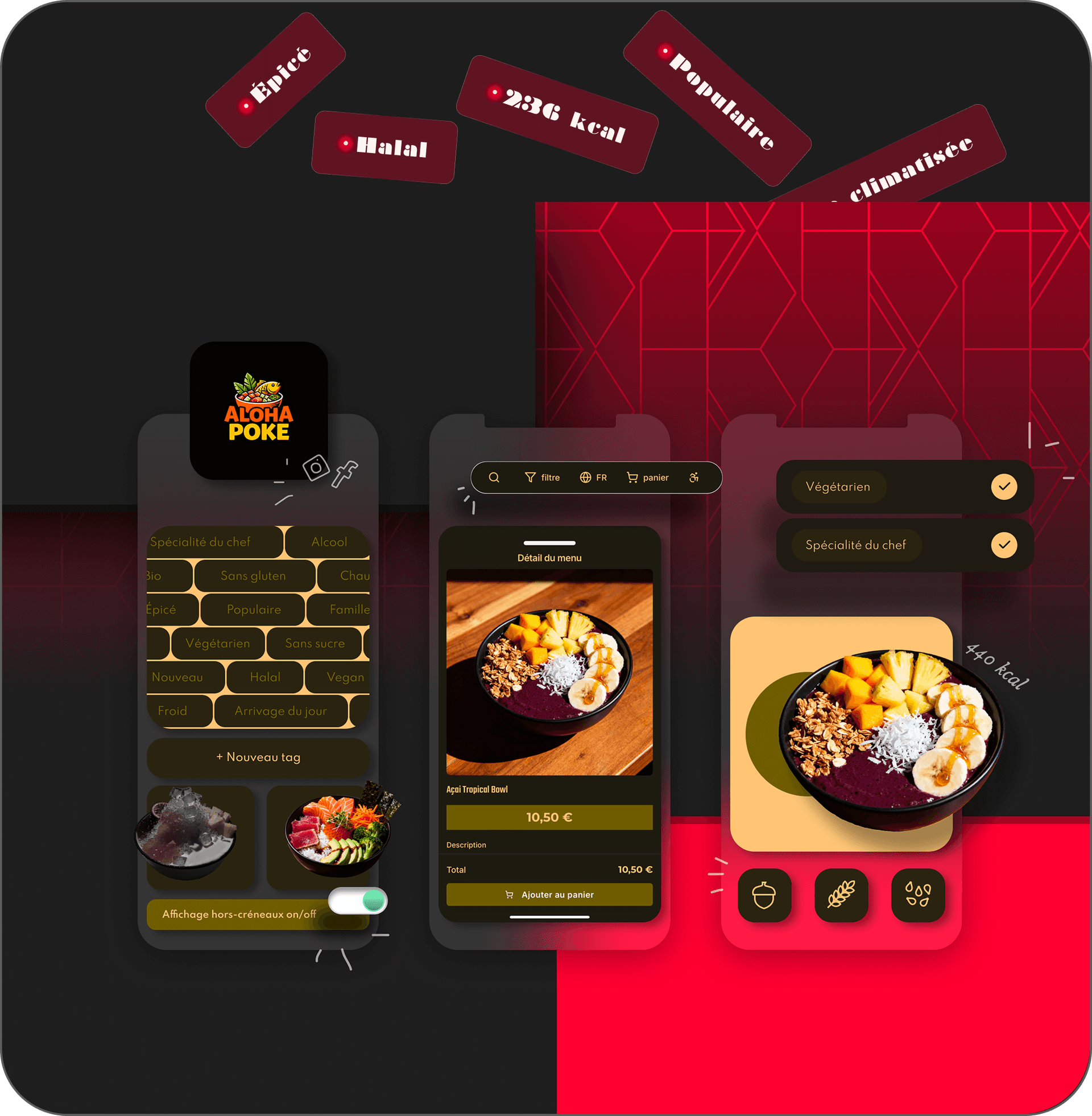 Aperçu Menyu pour l'expérience client du mini-site