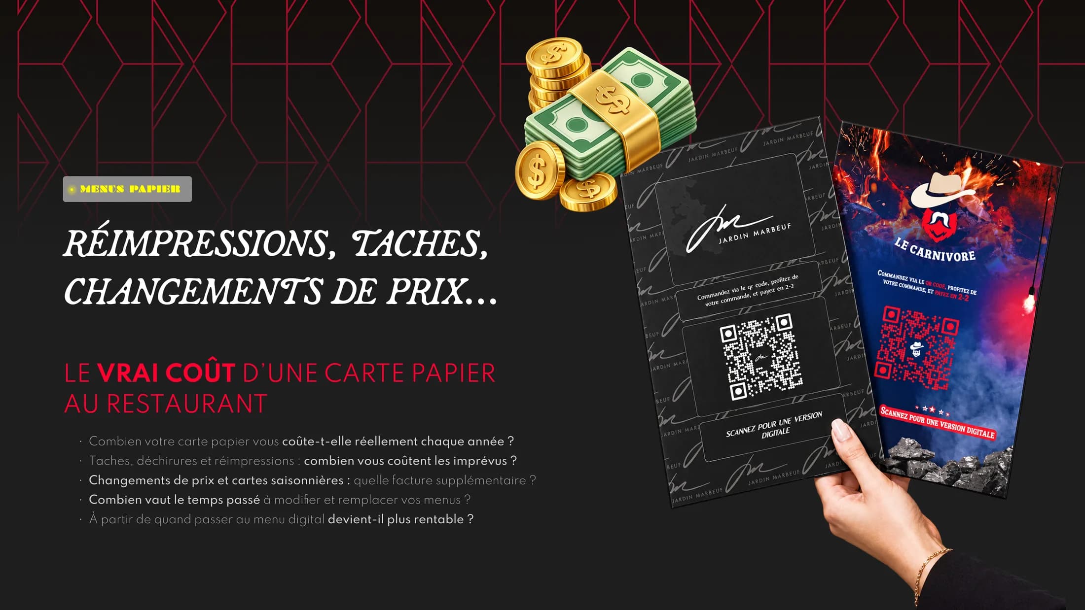 Réimpressions, taches, changements de prix : le vrai coût d’une carte papier au restaurant